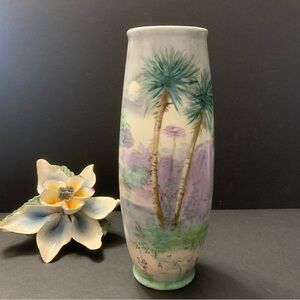 T K Thuny Porcelain Vase hand painted vintage Czechoslovakia